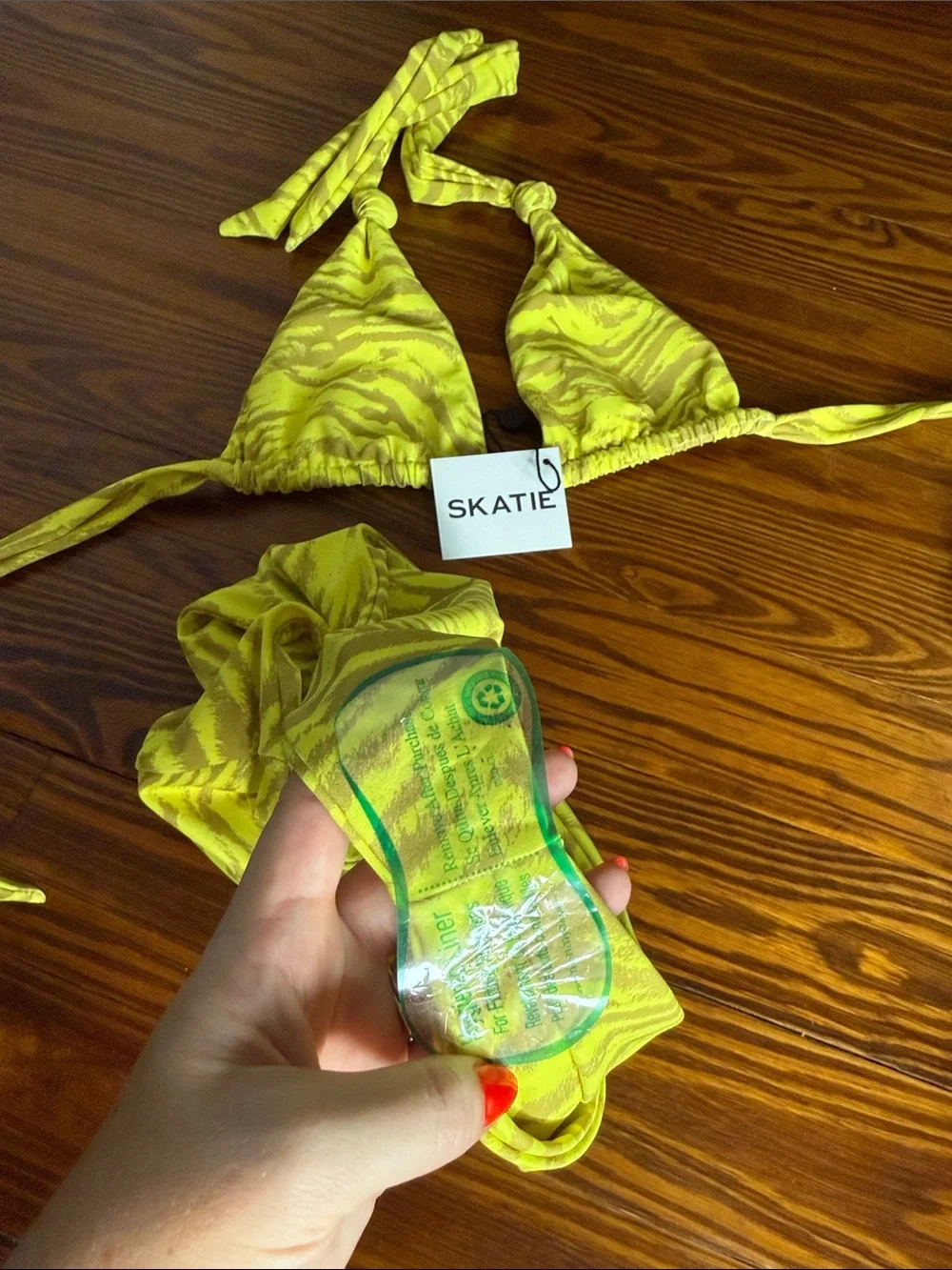 SKATIE Yellow Zebra-Print bikini